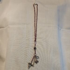 Elegant Silver and Pink Charm Necklace